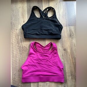 Lot of 2 Fabletics Strappy-Black & Pink-with-pockets Sports Bras size M